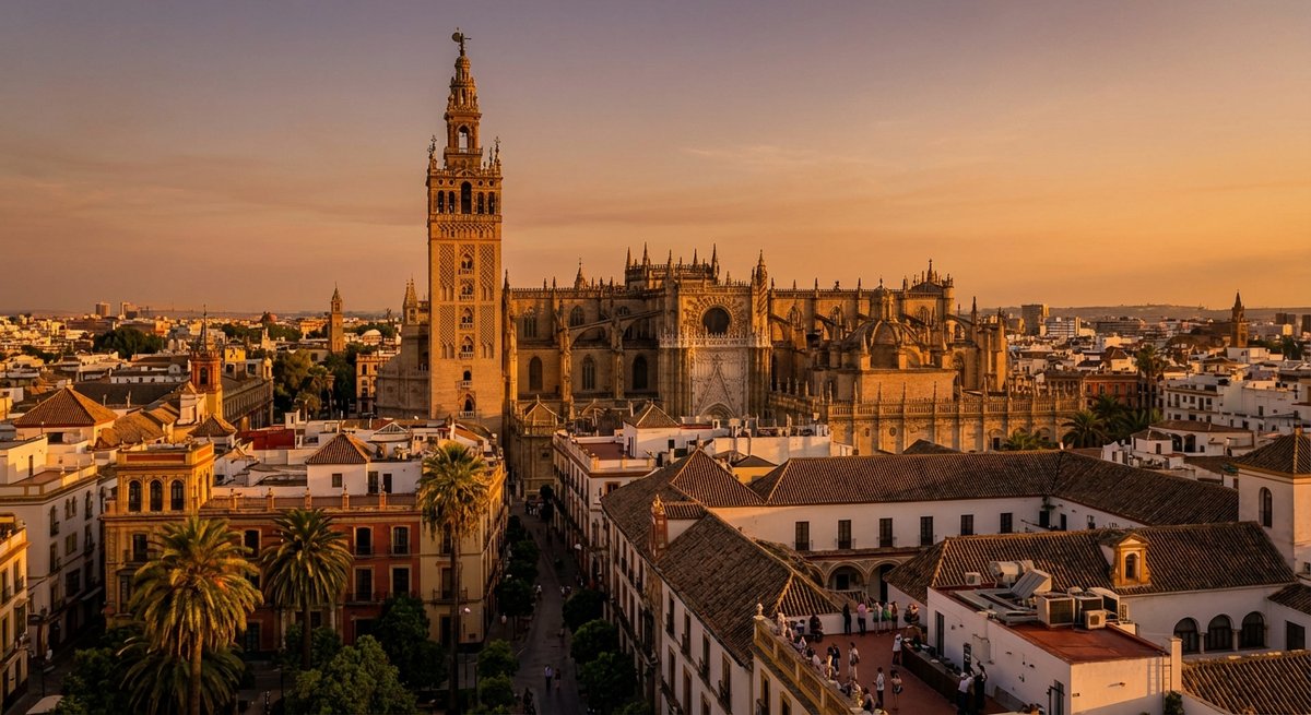 Siviglia vista dall'alto con Cattedrale e Giralda